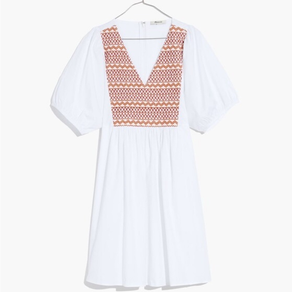 NWTMadewell Embroidered Poplin V-Neck Mini Dress
